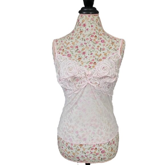Cinema Etoile Pink Lace Tank Cami size medium - Picture 1 of 3